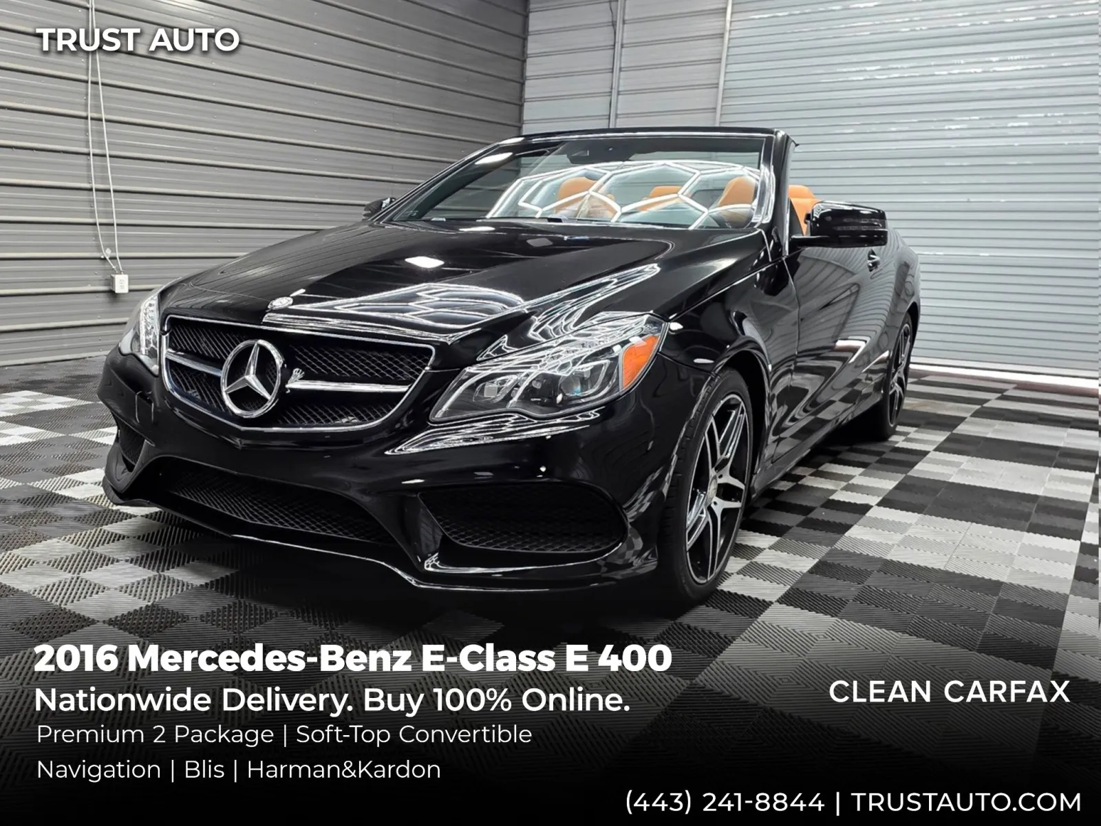 Black 2016 Mercedes-Benz E-Class E 400 Soft-Top Convertible w/Premium 2 Pkg for sale in Sykesville, MD