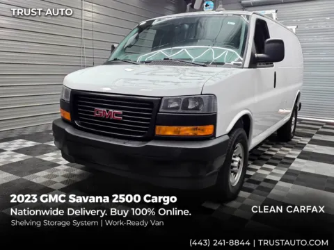 White 2023 GMC Savana 2500 Cargo 135''WB Minivan/Van w/Shelving Storage System for sale in Sykesville, MD