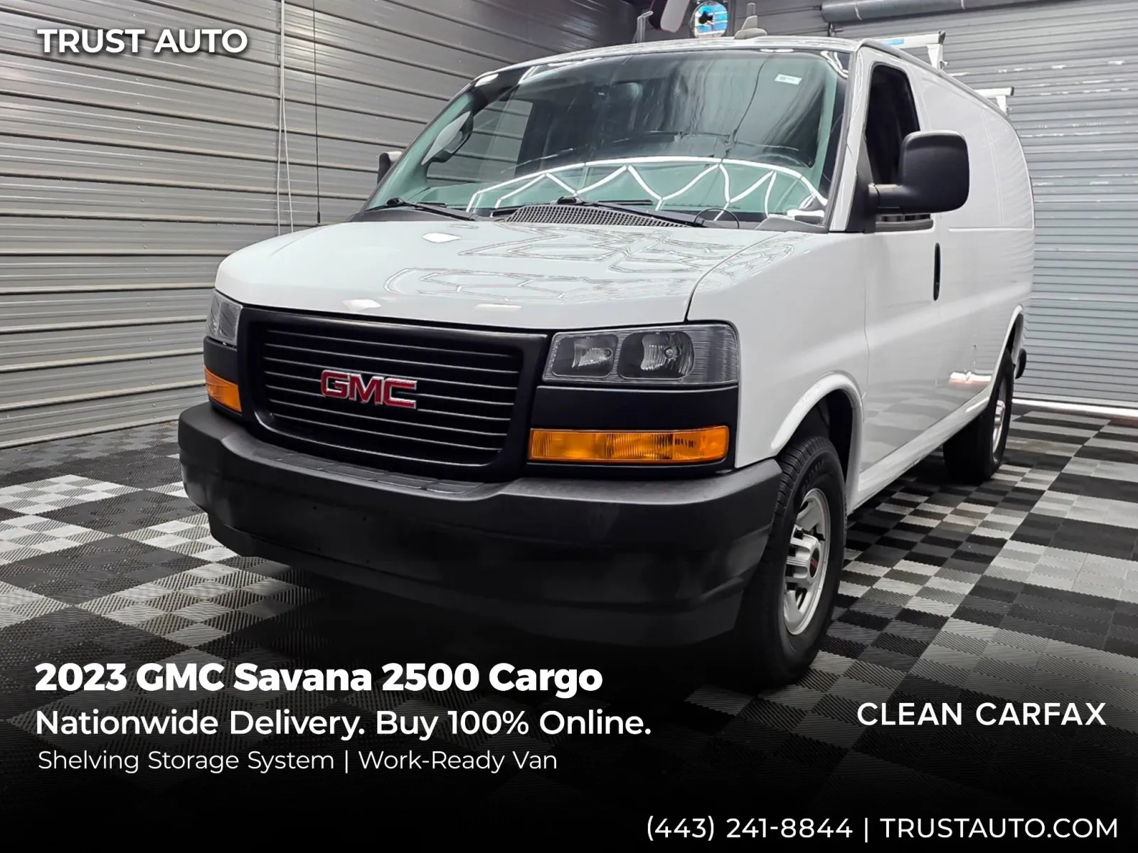 White 2023 GMC Savana 2500 Cargo 135''WB Minivan/Van w/Shelving Storage System for sale in Sykesville, MD