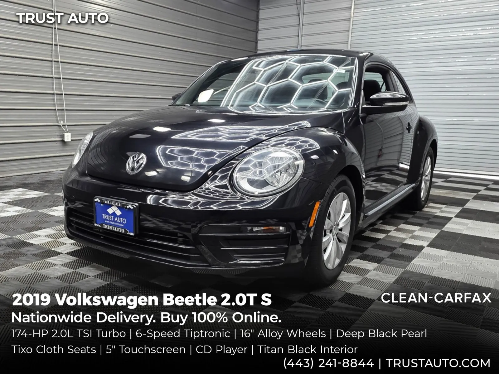 Black 2019 Volkswagen Beetle 2.0T S Hatchback for sale in Sykesville, MD