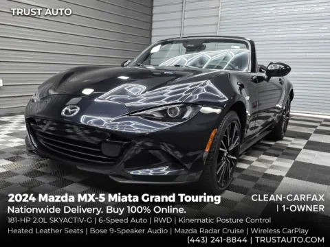 Black 2024 Mazda MX-5 Miata Grand Touring Soft-Top Convertible for sale in Sykesville, MD
