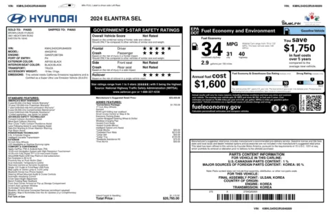 Another view of 2024 Hyundai Elantra SEL Sedan w/Convenience Pkg for sale in Sykesville, MD at Trust Auto