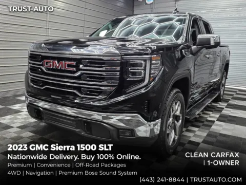 Black 2023 GMC Sierra 1500 SLT 4WD Crew Cab Pickup Truck w/Premium Pkg for sale in Sykesville, MD