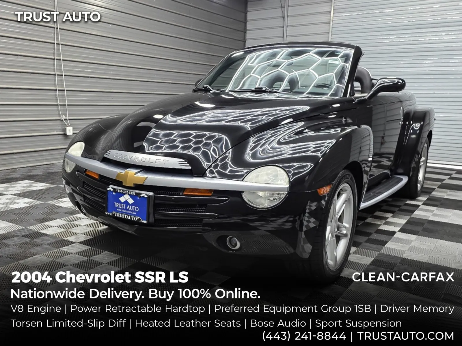 Black 2004 Chevrolet SSR LS Regular Cab 116''WB Pickup Truck w/Preferred Equipment Group for sale in Sykesville, MD