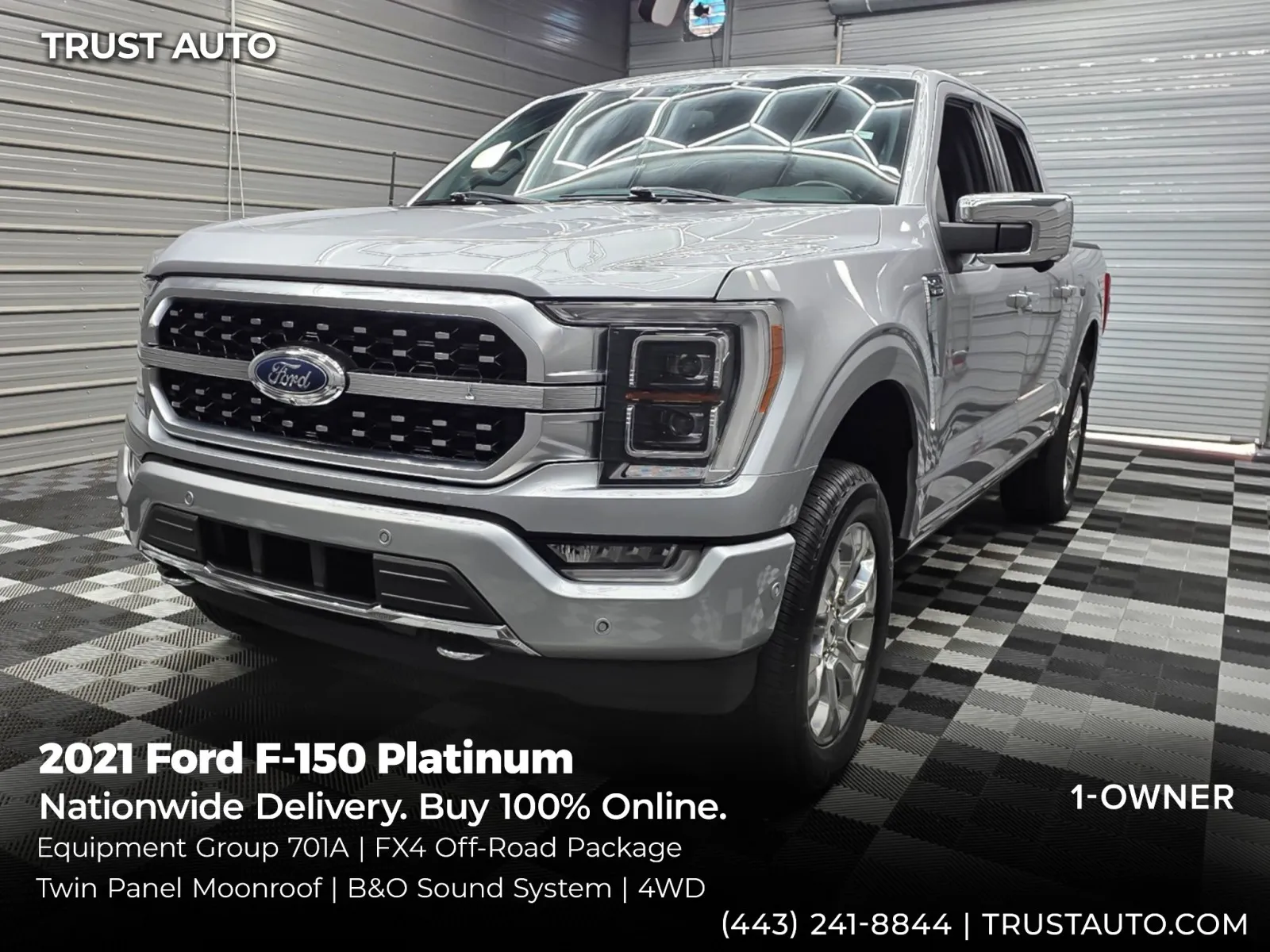 Silver 2021 Ford F-150 Platinum 4WD SuperCrew Pickup Truck w/Equipment Group 701A for sale in Sykesville, MD