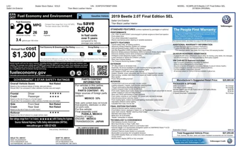 Another view of 2019 Volkswagen Beetle Final Edition SEL Hatchback for sale in Sykesville, MD at Trust Auto