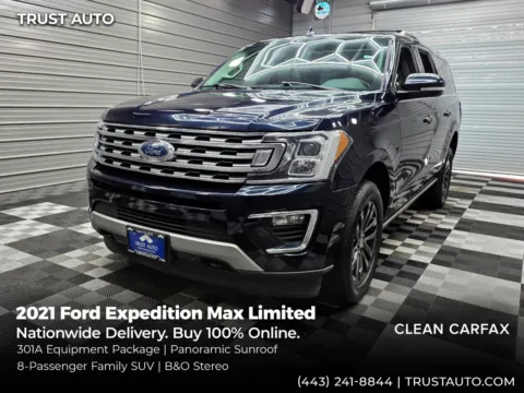Blue 2021 Ford Expedition Max Limited 4WD 8-Passenger Luxury SUV for sale in Sykesville, MD
