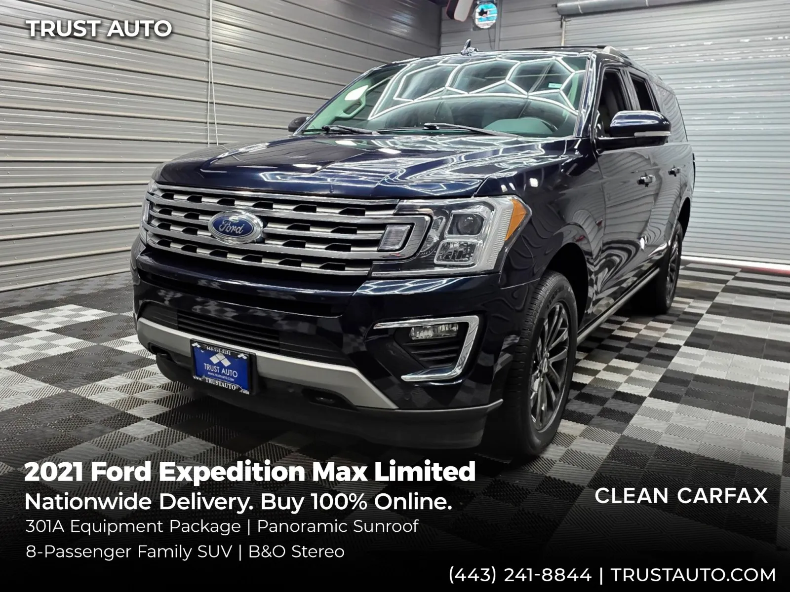 Blue 2021 Ford Expedition Max Limited 4WD 8-Passenger Luxury SUV for sale in Sykesville, MD