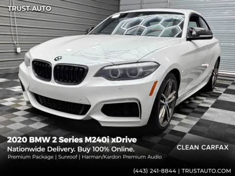 White 2020 BMW 2 Series M240i xDrive AWD Coupe w/Premium Pkg for sale in Sykesville, MD