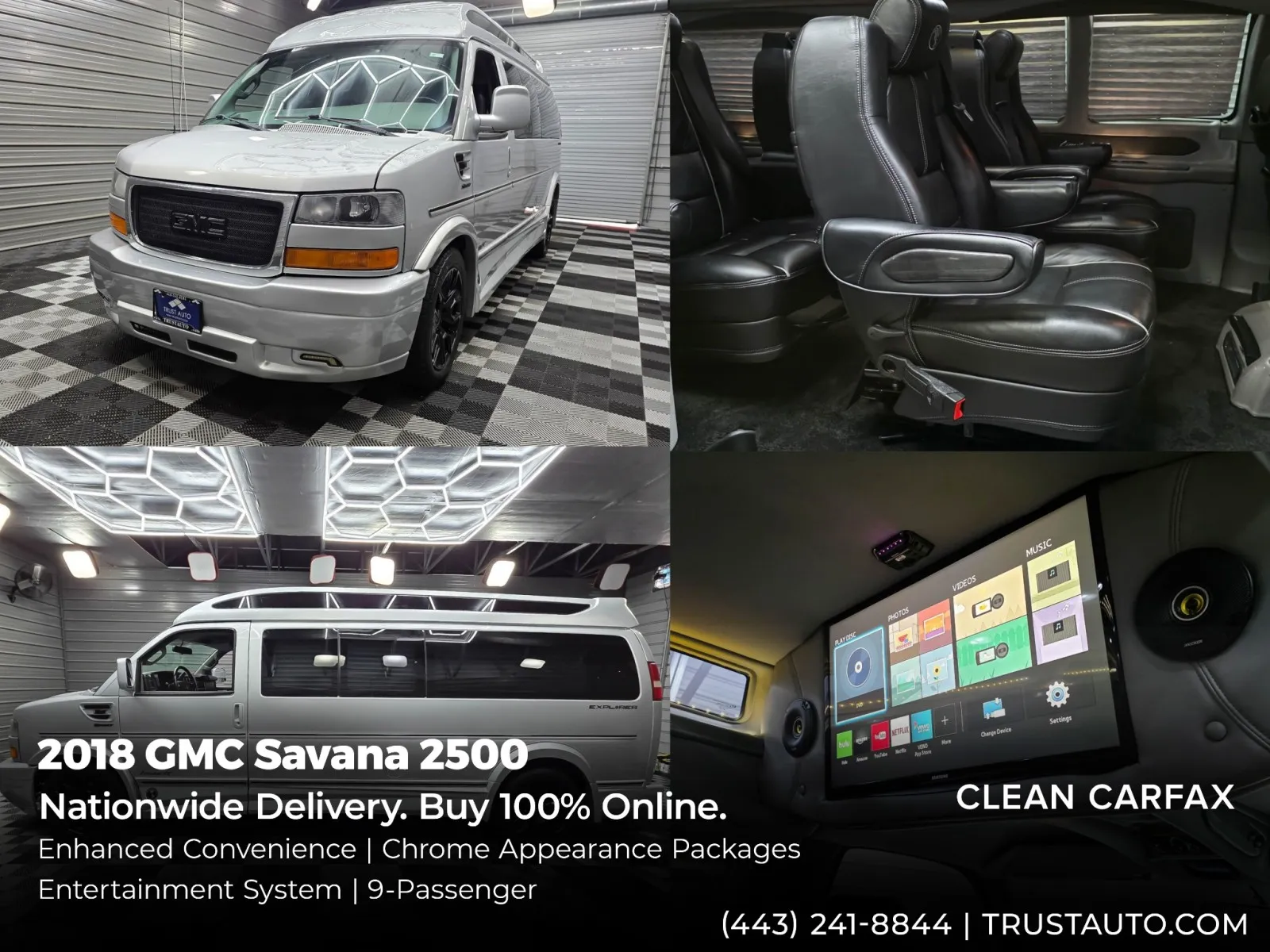 Silver 2018 GMC Savana 2500 9-Passenger Limited SE Conversion 155''WB Extended Crew High-Top Upfitter Minivan/Van for sale in Sykesville, MD