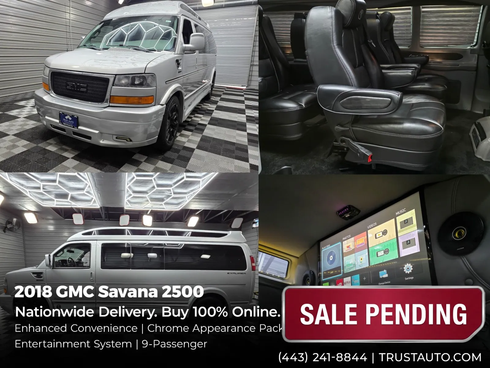 Silver 2018 GMC Savana 2500 9-Passenger Limited SE Conversion 155''WB Extended Crew High-Top Upfitter Mi for sale in Sykesville, MD