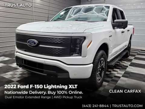 White 2022 Ford F-150 Lightning XLT AWD SuperCrew Dual Emotor Extended Range Pickup Truck for sale in Sykesville, MD