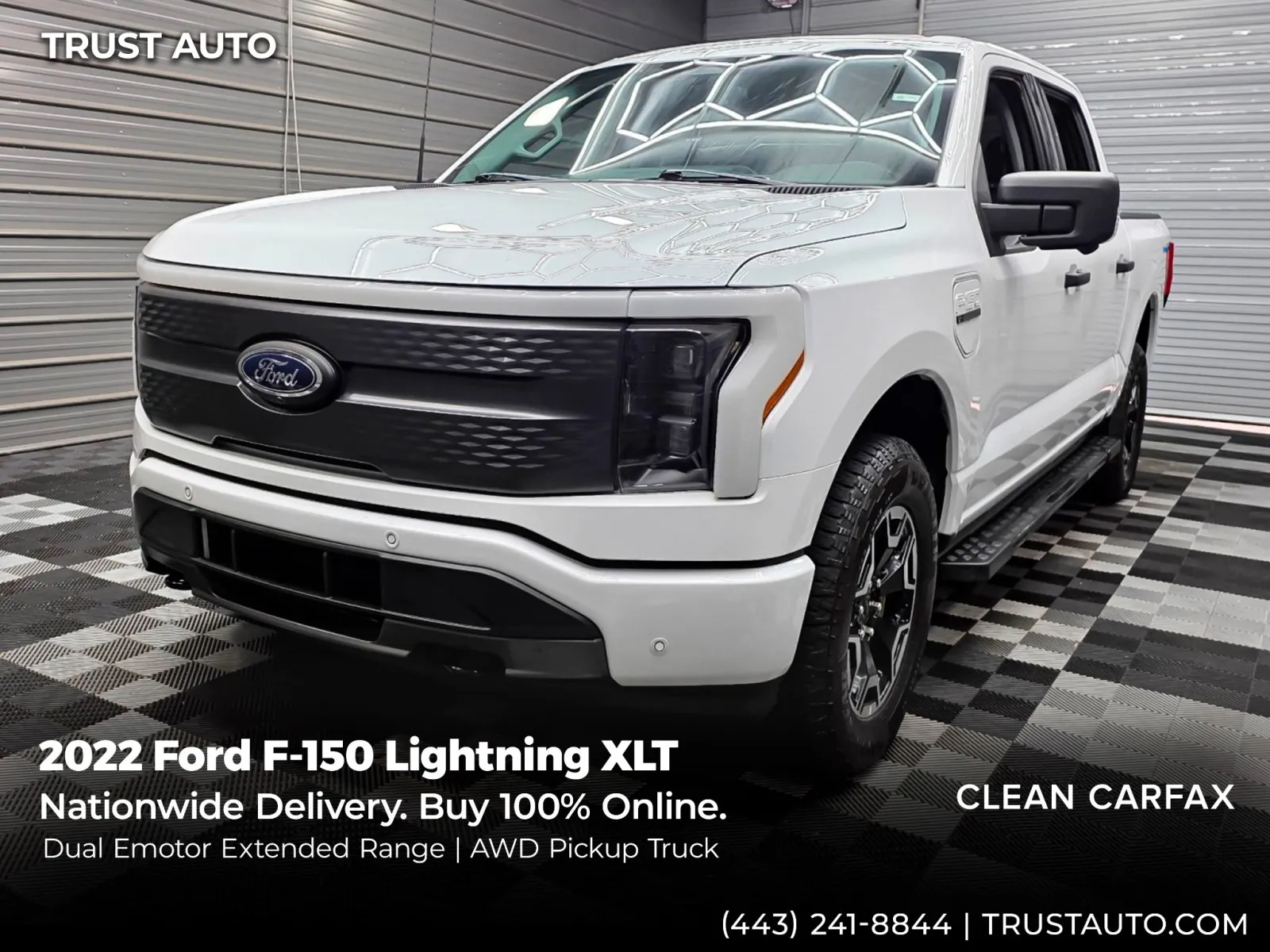 White 2022 Ford F-150 Lightning XLT AWD SuperCrew Dual Emotor Extended Range Pickup Truck for sale in Sykesville, MD