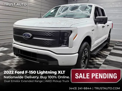White 2022 Ford F-150 Lightning XLT AWD SuperCrew Dual Emotor Extended Range Electric Pickup Tru for sale in Sykesville, MD