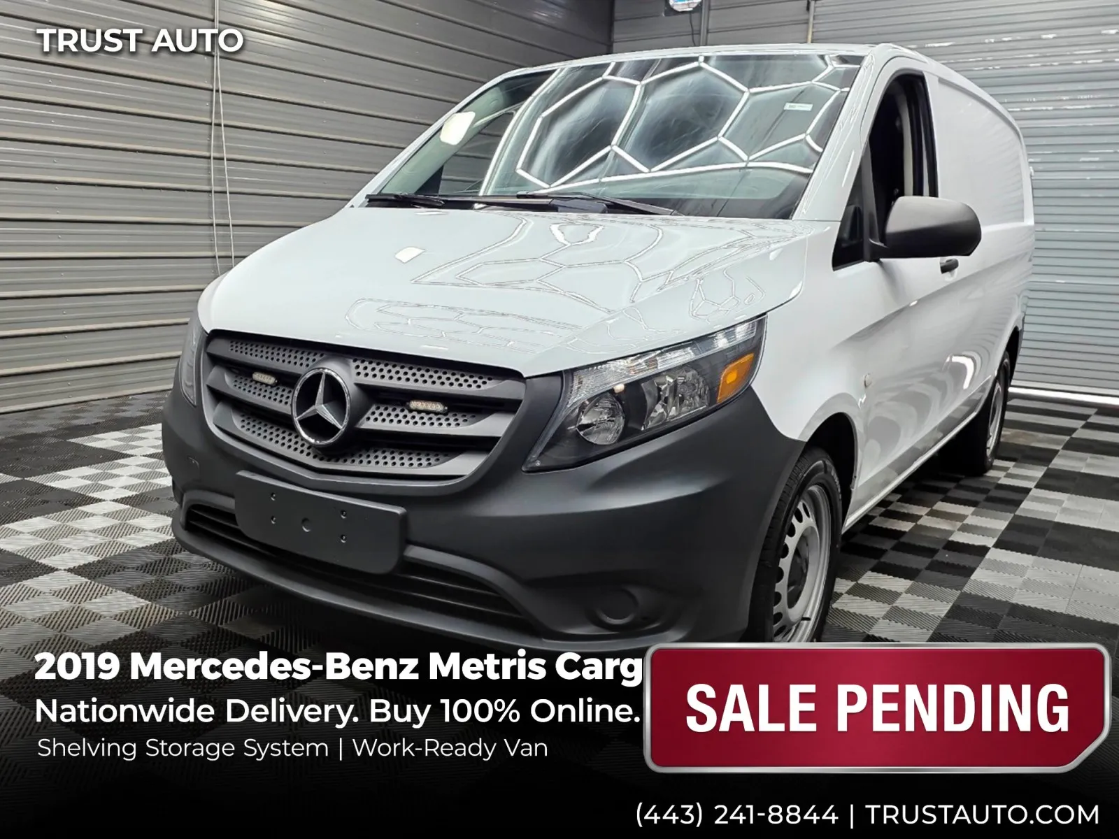 White 2019 Mercedes-Benz Metris Cargo Worker 126''WB Standard Roof Minivan/Van w/Shelving Storage Syst for sale in Sykesville, MD