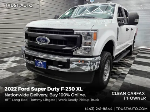 White 2022 Ford Super Duty F-250 XL 4WD 8FT Long Bed Crew Cab Pickup Truck w/Tommy Liftgate for sale in Sykesville, MD