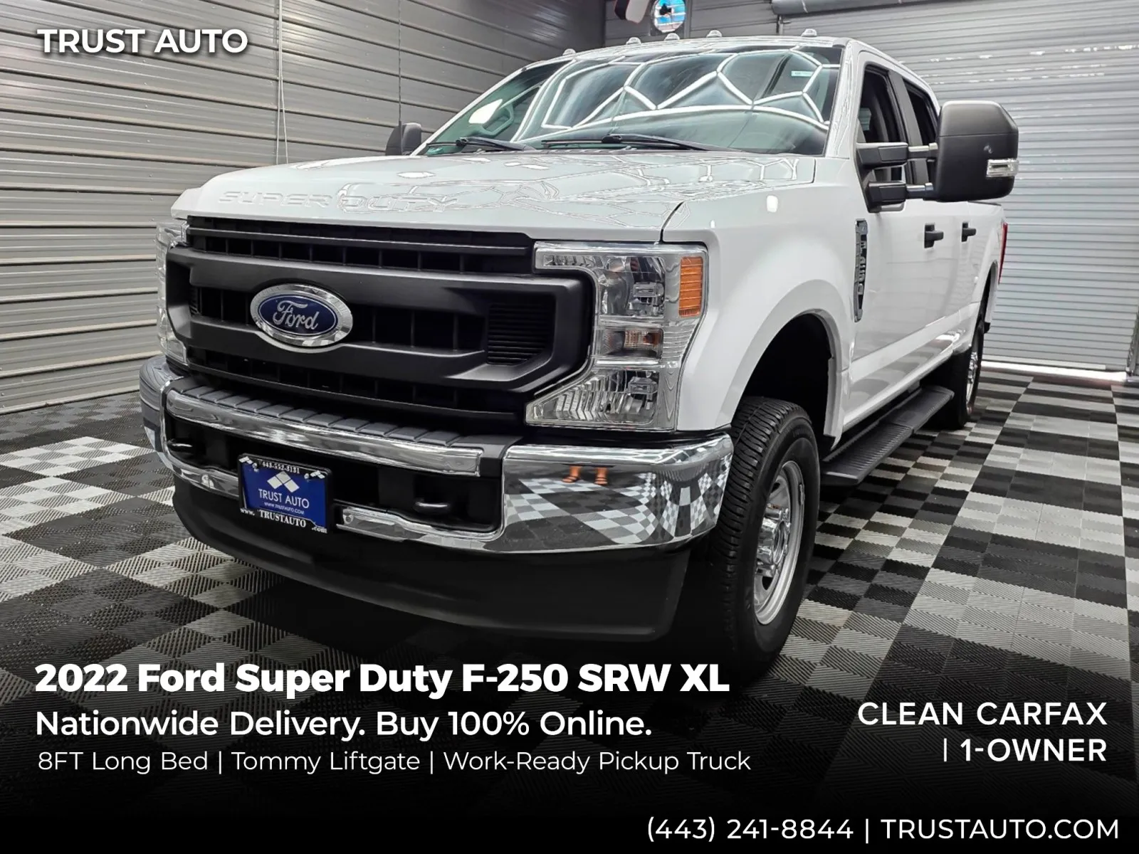 White 2022 Ford Super Duty F-250 SRW XL 4WD 8FT Long Bed Crew Cab Pickup Truck w/Tommy Liftgate for sale in Sykesville, MD