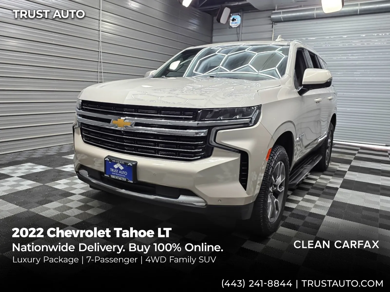 Beige 2022 Chevrolet Tahoe LT 4WD 7-Passenger SUV w/Luxury Pkg for sale in Sykesville, MD