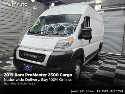 White 2019 Ram ProMaster 2500 Cargo 136'WB High Roof Minivan/Van w/Roof Racks for sale in Sykesville, MD