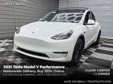 White 2021 Tesla Model Y Performance AWD Dual Motor Luxury Electric SUV w/Full Self-Driving Capability for sale in Sykesville, MD