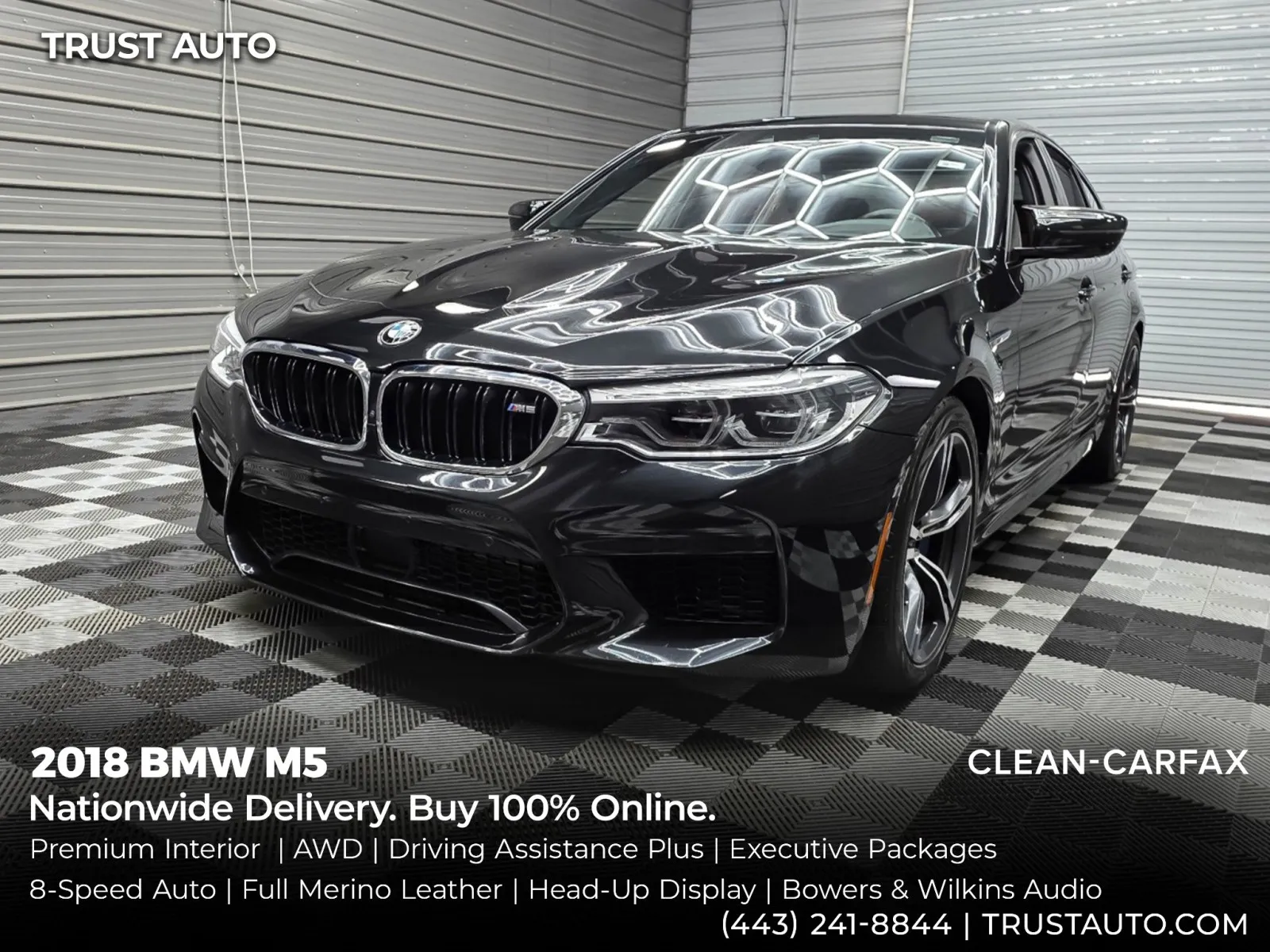 Black 2018 BMW M5 AWD Sedan w/Executive/Driving Assistance Plus Pkgs for sale in Sykesville, MD