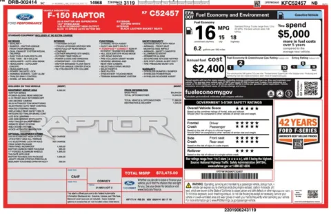 Another view of 2019 Ford F-150 Raptor 4WD SuperCrew Pickup Truck w/Technology Pkg for sale in Sykesville, MD at Trust Auto