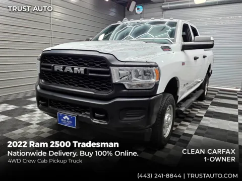 White 2022 Ram 2500 Tradesman 4WD Crew Cab 6-Pass Hemi Pickup Truck for sale in Sykesville, MD
