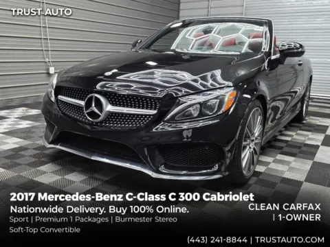 Black 2017 Mercedes-Benz C-Class C 300 Cabriolet Soft-Top Convertible w/Sport/Premium 1 Pkgs for sale in Sykesville, MD