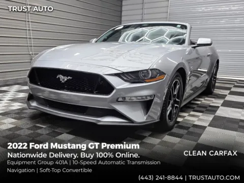 Silver 2022 Ford Mustang GT Premium Soft-Top Luxury Convertible w/Equipment Group 401A for sale in Sykesville, MD