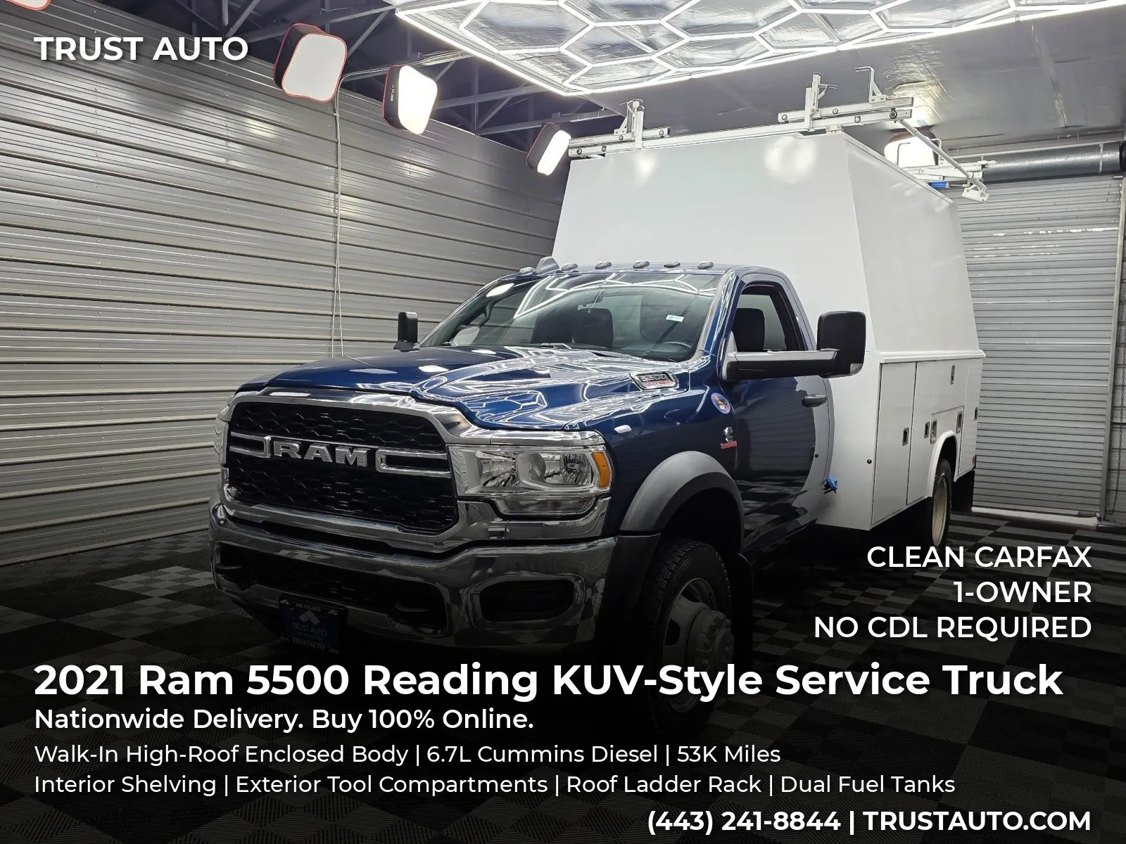 2021 Ram 5500 Chassis Tradesman Regular Cab RWD Reading KUV-Style Enclosed Service Body Cummins Diesel Dually