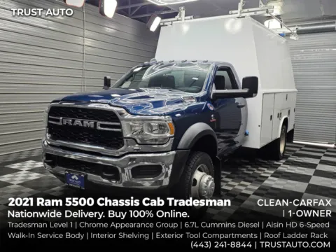 Blue 2021 Ram 5500 Chassis Cab Tradesman Regular Cab RWD for sale in Sykesville, MD