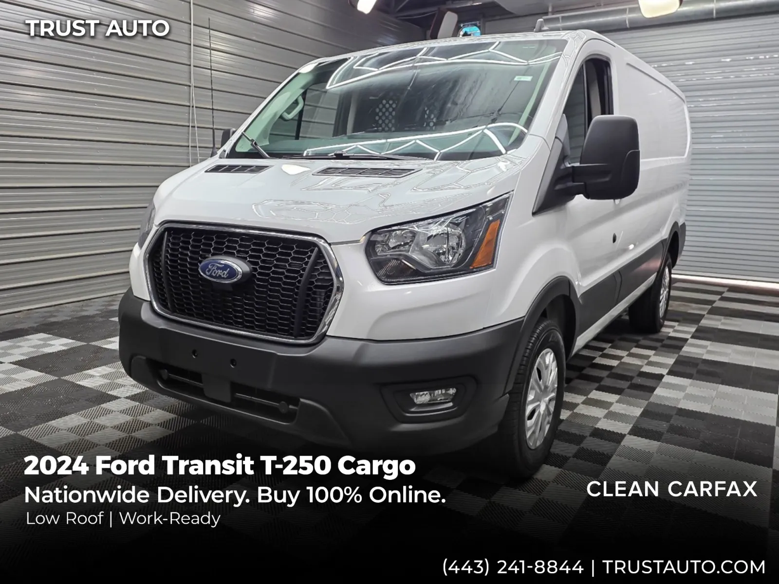 White 2024 Ford Transit T-250 Cargo 130''WB Low Roof Minivan/Van for sale in Sykesville, MD