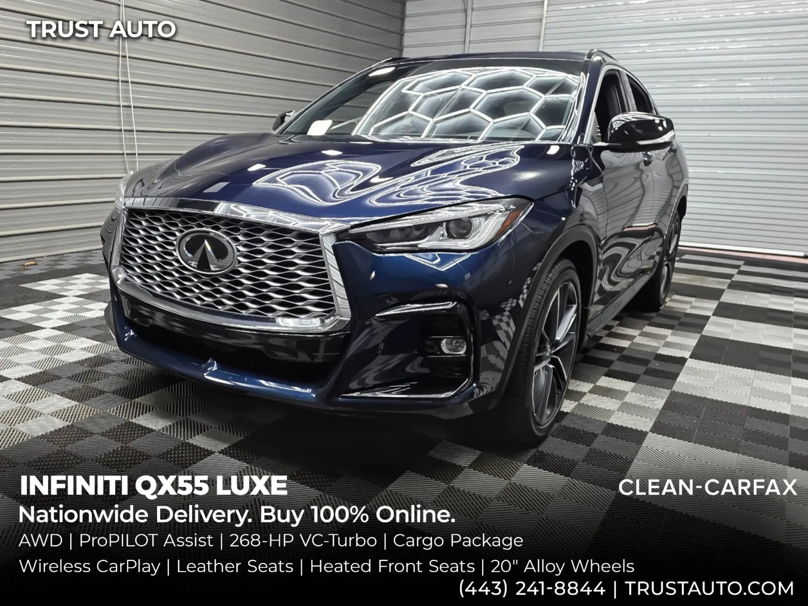 Blue 2025 INFINITI QX55 LUXE AWD SUV for sale in Sykesville, MD