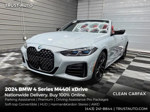 Gray 2024 BMW 4 Series M440i xDrive AWD Soft-Top Convertible w/Premium/Driving Assistance Pro Pkgs for sale in Sykesville, MD