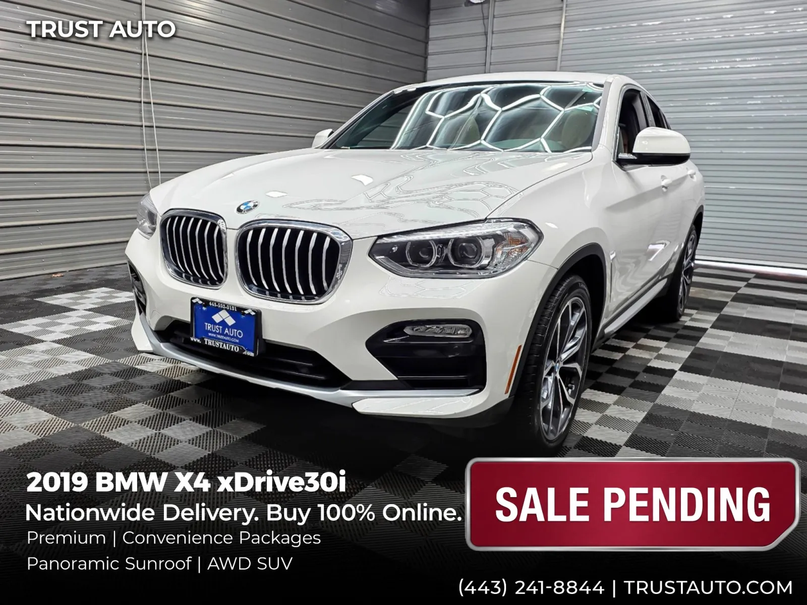 White 2019 BMW X4 xDrive30i AWD Sports Activitiy Coupe SUV w/Premium/Convenience P for sale in Sykesville, MD