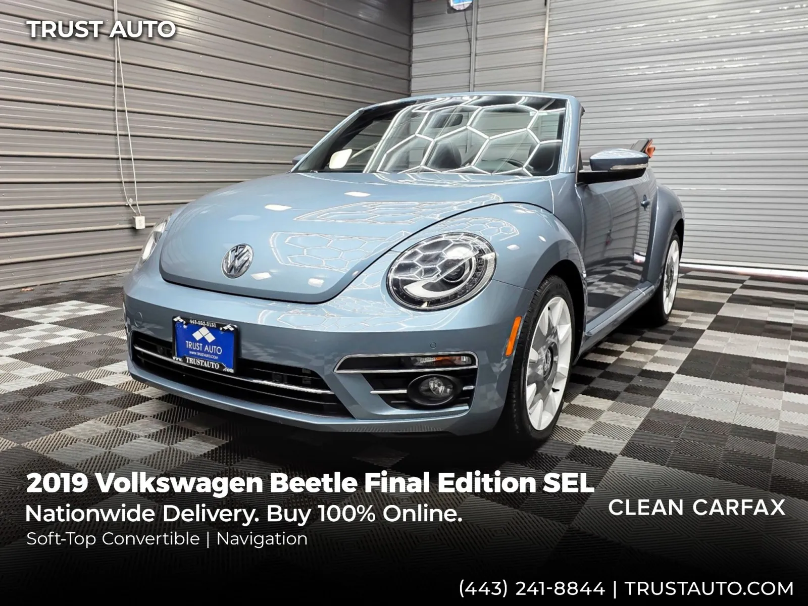 Blue 2019 Volkswagen Beetle Final Edition SEL Soft-Top Convertible for sale in Sykesville, MD