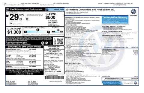 Another view of 2019 Volkswagen Beetle Final Edition SEL Soft-Top Convertible for sale in Sykesville, MD at Trust Auto