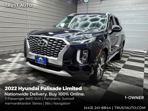 Blue 2022 Hyundai Palisade Limited AWD 7-Passenger SUV for sale in Sykesville, MD