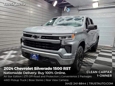 Gray 2024 Chevrolet Silverado 1500 RST 4WD Crew Cab 5.3L Ecotec3 Pickup Truck w/All Star Edition Plus/Z71 Off-Road and Protection Pkgs for sale in Sykesville, MD