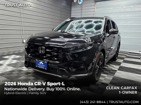 Black 2026 Honda CR-V Sport-L AWD Hybrid Electric SUV for sale in Sykesville, MD