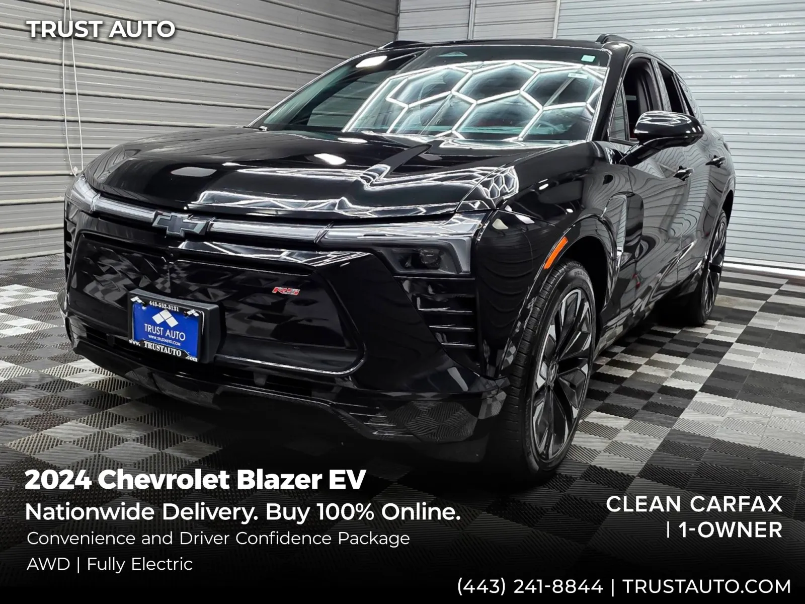 Black 2024 Chevrolet Blazer EV eAWD RS Electric SUV w/Convenience and Driver Confidence Pkg for sale in Sykesville, MD