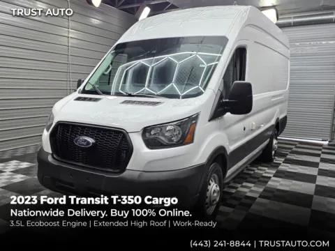 White 2023 Ford Transit T-350 Cargo 148'' WB Extended High Roof Minivan/Van for sale in Sykesville, MD