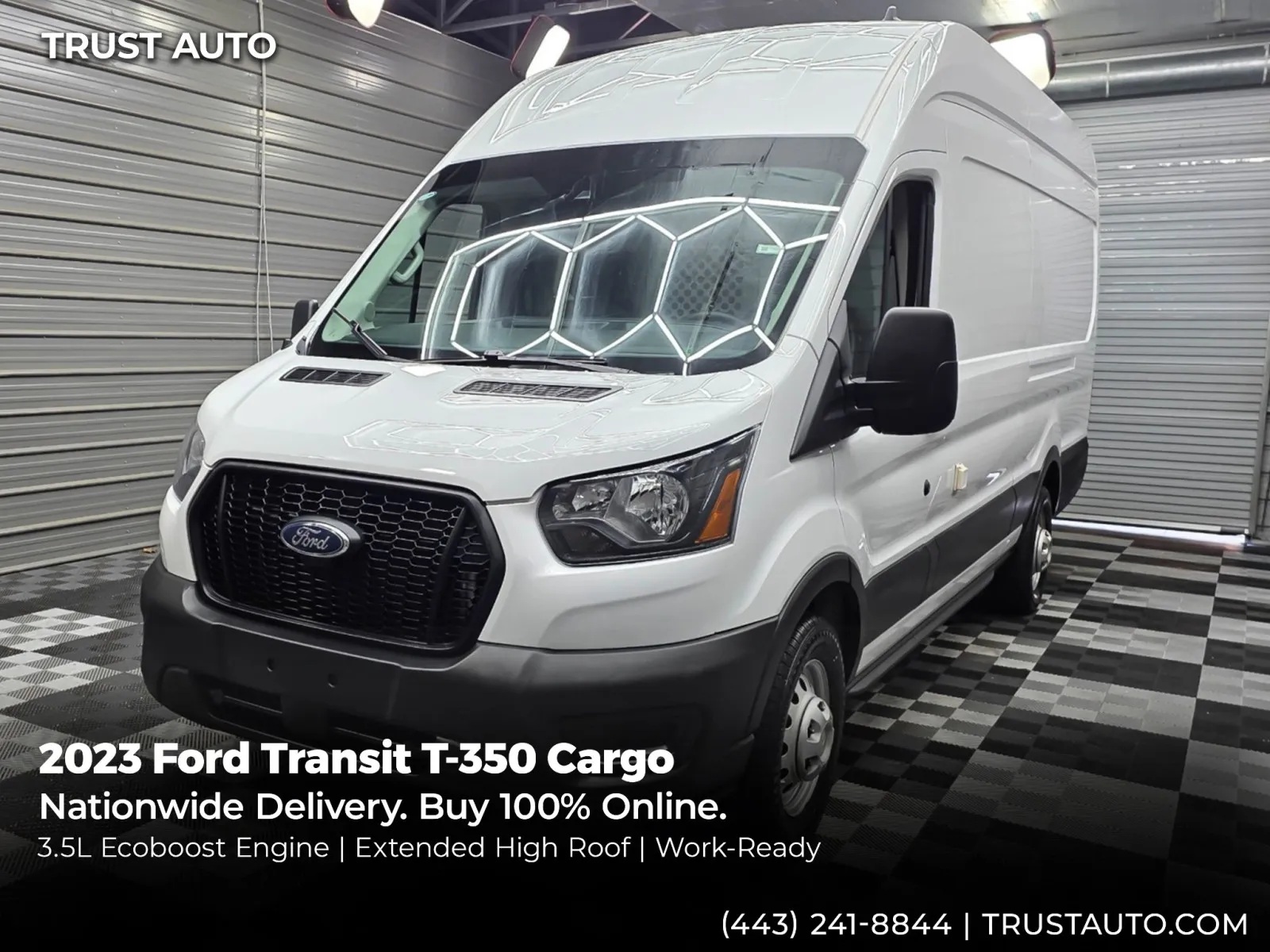 White 2023 Ford Transit T-350 Cargo 148'' WB Extended High Roof Minivan/Van for sale in Sykesville, MD