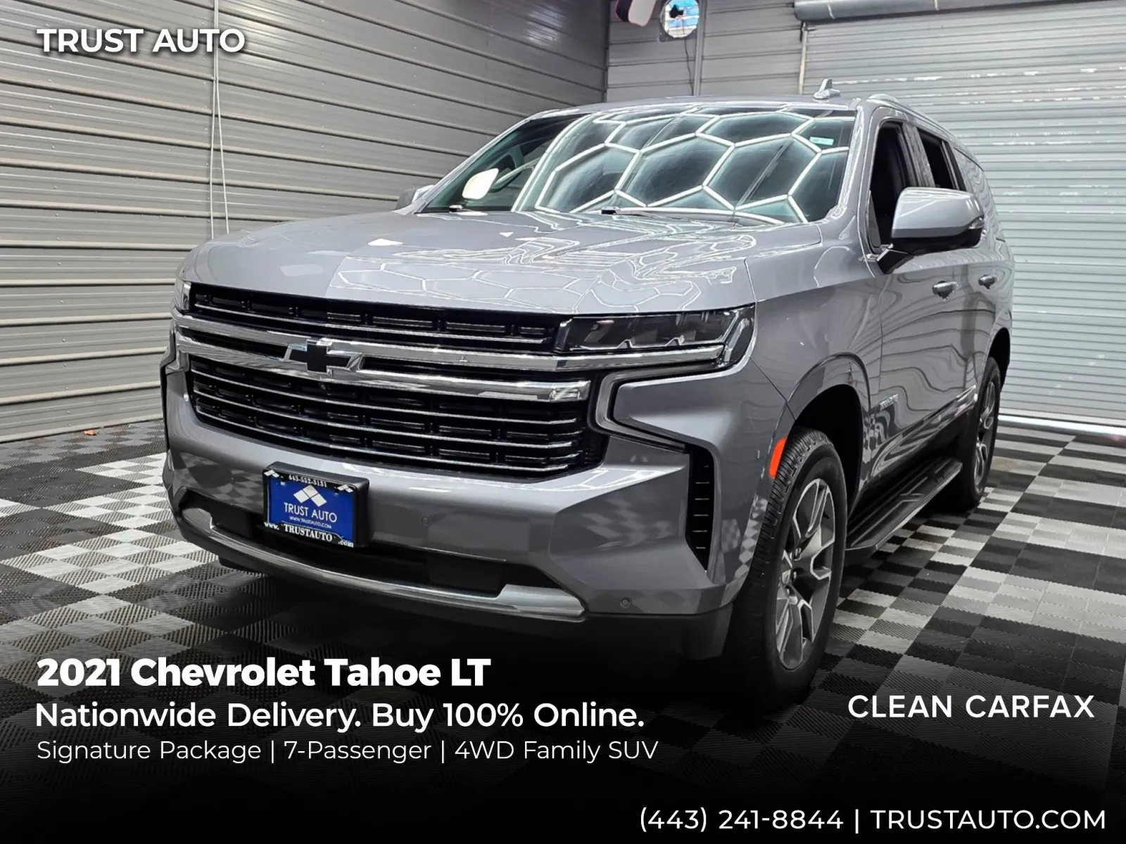 Gray 2021 Chevrolet Tahoe LT 4WD 7-Passenger SUV w/Signature Pkg for sale in Sykesville, MD