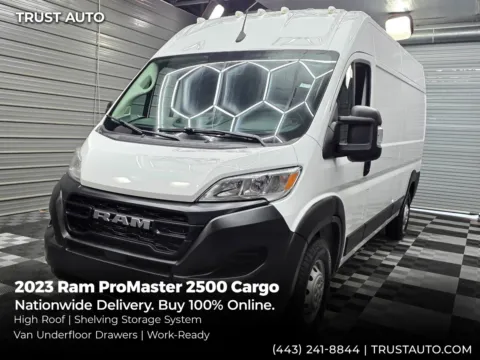 White 2023 Ram ProMaster 2500 Cargo 159'WB High Roof Minivan/Van w/Shelving Storage System for sale in Sykesville, MD