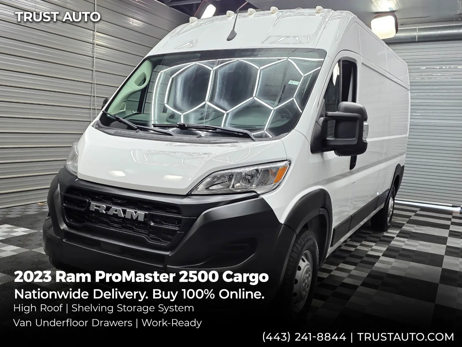 White 2023 Ram ProMaster 2500 Cargo 159'WB High Roof Minivan/Van w/Shelving Storage System for sale in Sykesville, MD