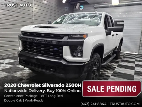White 2020 Chevrolet Silverado 2500 HD WT Double Cab 8FT Long Bed 6.6L V8 Work Pickup Truck w/Convenie for sale in Sykesville, MD
