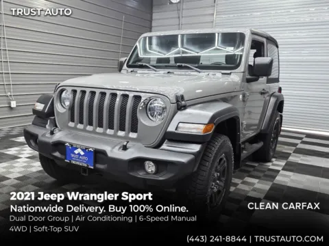 Gray 2021 Jeep Wrangler Sport 4WD 6-Speed Manual Soft-Top SUV for sale in Sykesville, MD