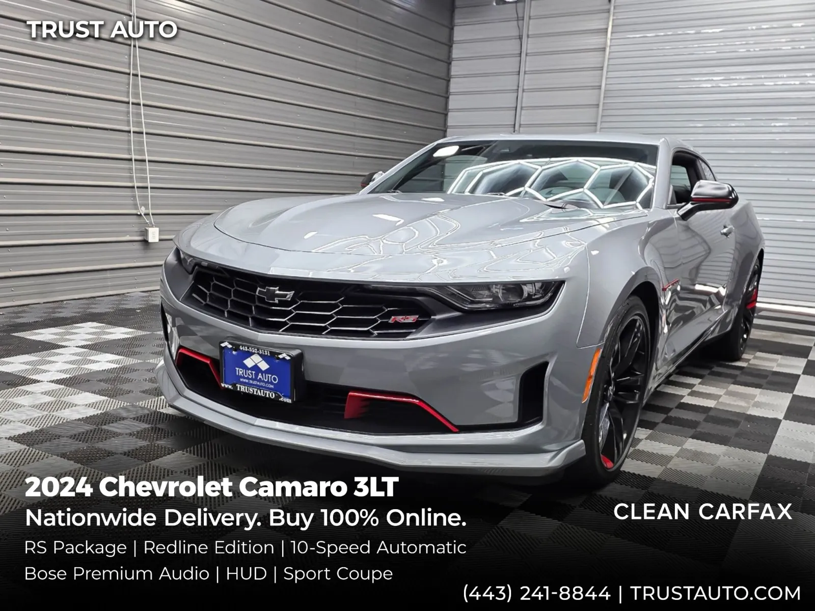 Gray 2024 Chevrolet Camaro 3LT Sport Coupe w/10-speed A/T for sale in Sykesville, MD
