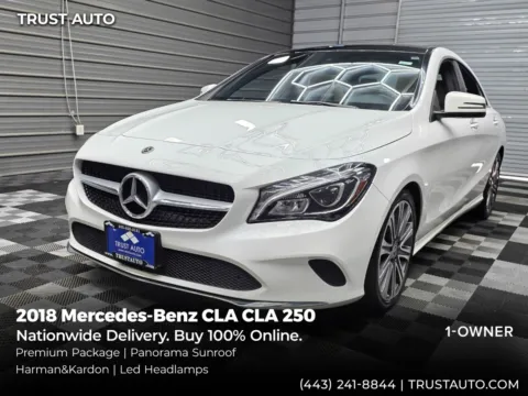 White 2018 Mercedes-Benz CLA 250 AWD 4MATIC Sedan w/Premium Pkg for sale in Sykesville, MD